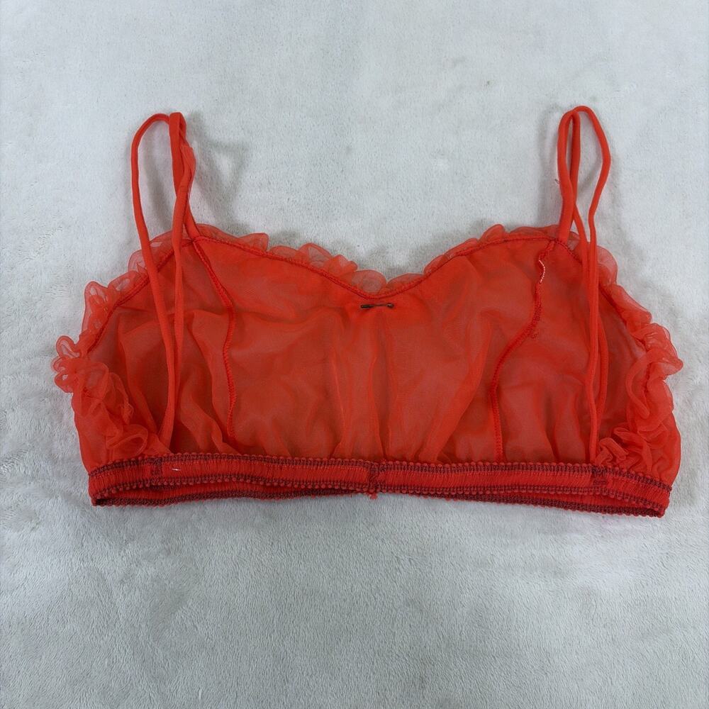 Vintage Sheer Red Bra, Bloomers and Smock Top Ruffled Trim Bows No Tags Charity - Picture 16 of 16